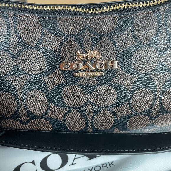 Coach Teri Shoulder Bag in Signature Canvas Brown/Black - Picture 9 of 11